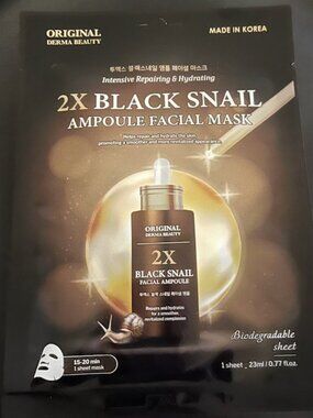 2X Black Snail Ampoule Facial Mask